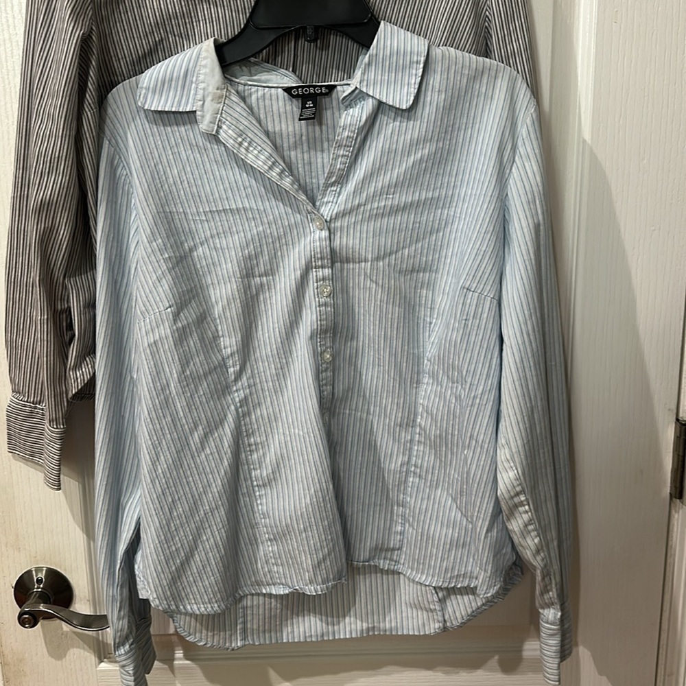 George pair of 2 Sz L (12-14) long sleeve button down shirts - Picture 2 of 3